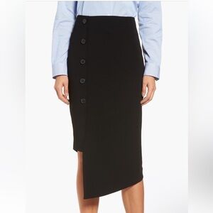 Halogen Button Detail Asymmetrical Skirt